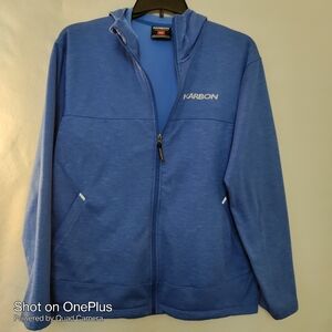 Karbon Men's Hoodie XXL  Solid Blue Jacket Zip Fleece Outdoor